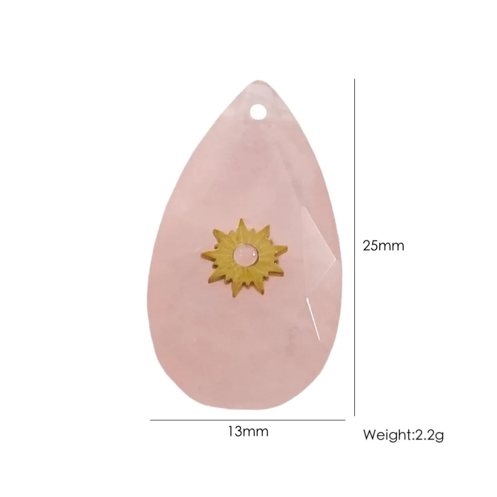 2Pcs Stainless Steel Elliptical Section Droplet Shaped Stone Natural Stone Charms DIY Necklace Jewelry Accessories