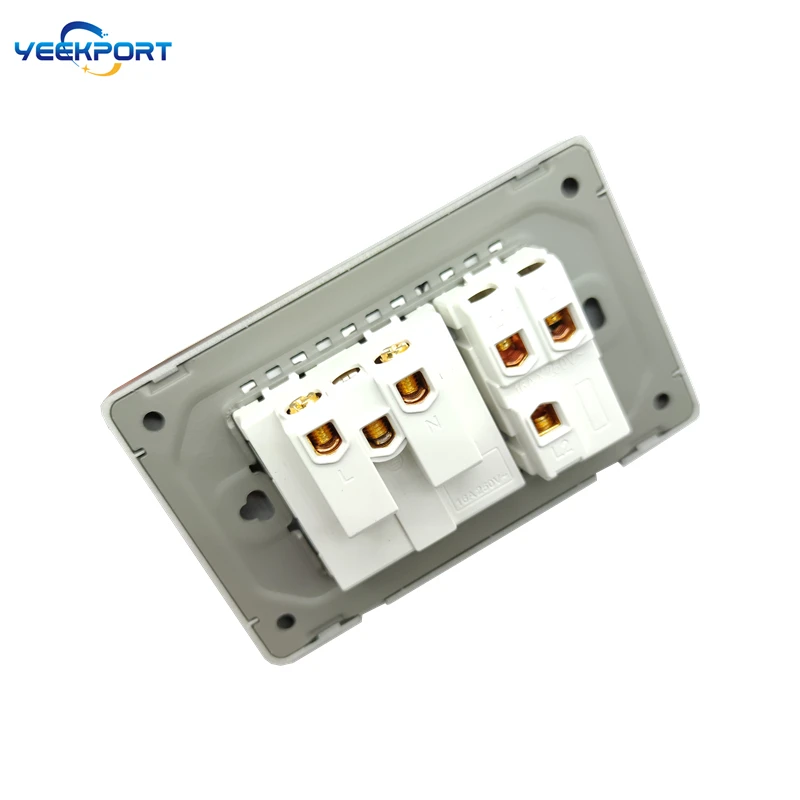 118mm EU Haushalt Deutscher Standard Graue PC Flammhemmende Platte 16A 2-Loch-Steckdose mit Schalter-Kombination – Detail 4