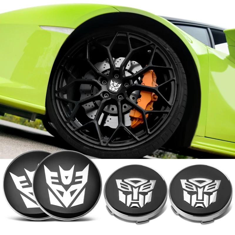 4pcs 60mm Transformers Logo Emblem Car Wheel Center Caps Rim Hubcaps Wheel Hub Center Dust Cover Replace Car Accessories