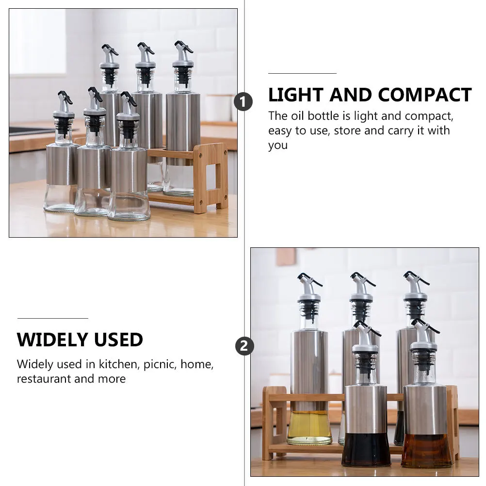 

2pcs 250Ml Press Type Oil Bottle Stainless Steel Glass Leakproof Condiment Dispenser For Kitchen Olive Oil Vinegar Soy Sauce