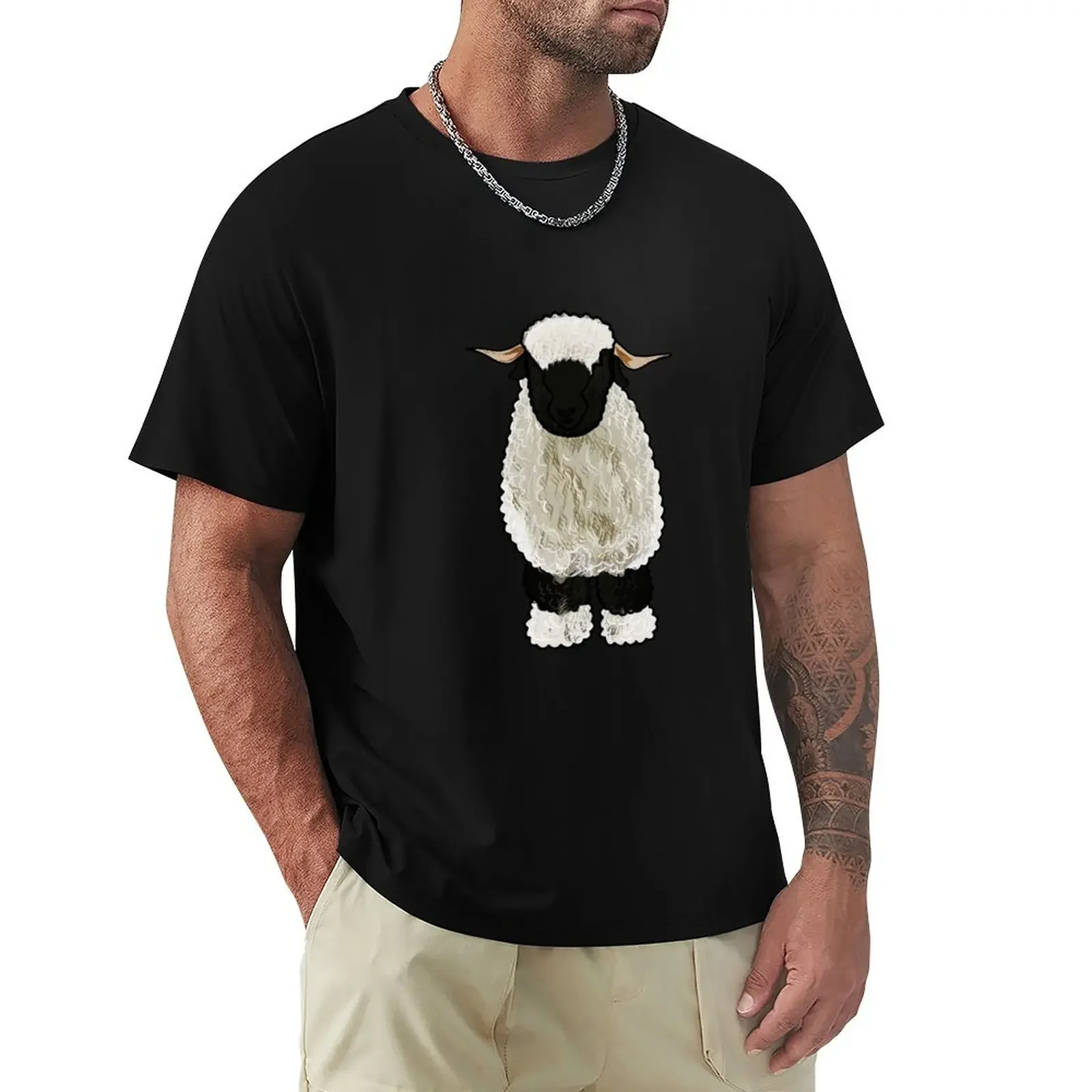 Valais Blacknose sheep cartoon illustration T-shirt new edition korean fashion anime clothes men clothes