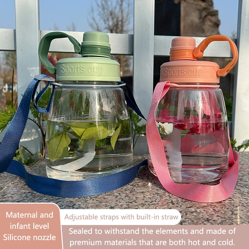 Fitness Sports Water Bottle Plastic Large Capacity Hiking Bottle With Straw Outdoor Climbing Bicycle Drink Water Bottle Kettle