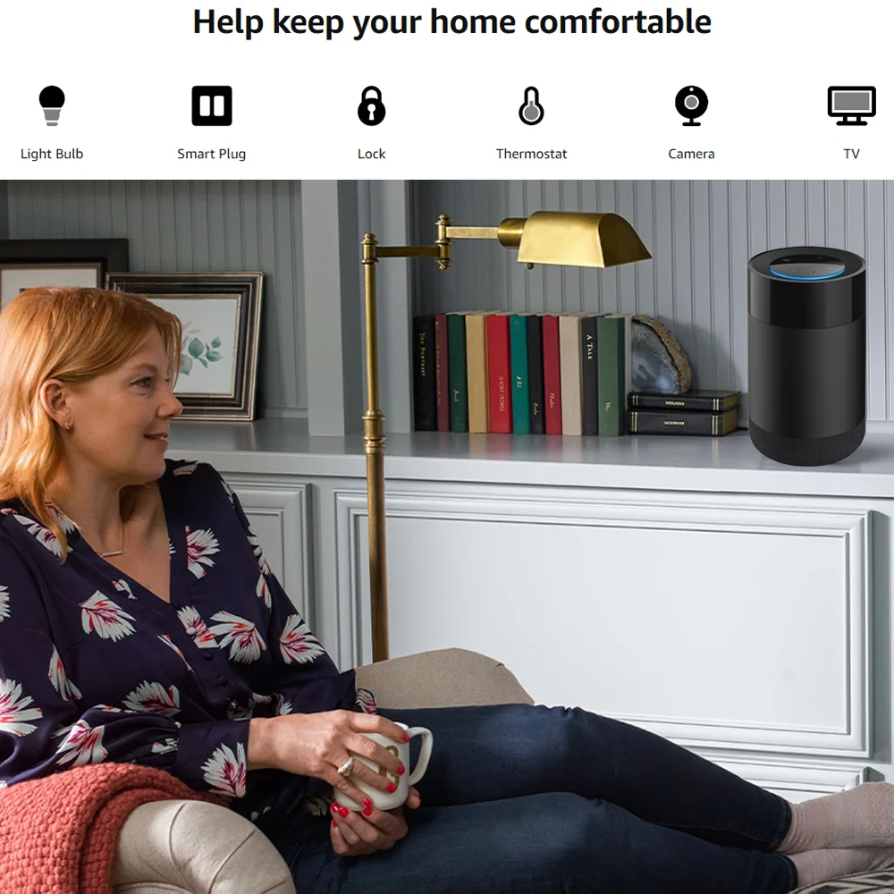 Умный динамик Jianshu Alexa, умный динамик Alexa Wi-Fi, встроенный умный концентратор, голосовое управление для умного дома для устройств IR Tuya Smart Life