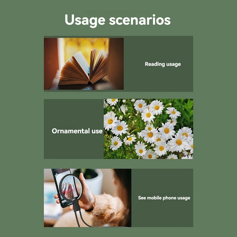 Neck Handheld Desktop Large Lens Magnifier With 24 LED Lights Multi-Purpose  Portable HD Magnifier Elderly Reading