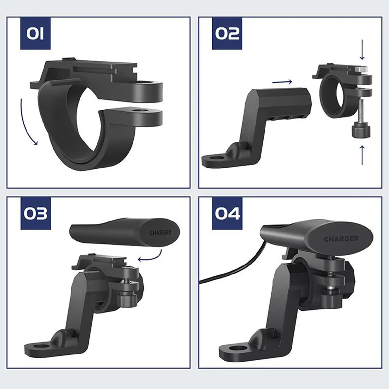 Generic Motorcycle Phone Charger QC3.0 Fast Charging 2 Ports Scratch Resistant Parts for Cameras Phone Navigation Tricycle