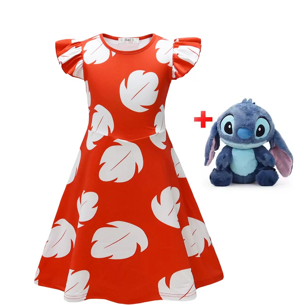

Lilo Costume Dress for Little Girl Lilo Hawaiian Costume Red Frock Cosplay Cute Summer Casual Dresses
