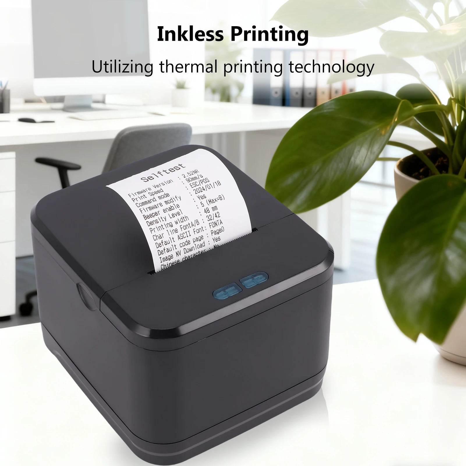 58MM Thermal Receipt Printer Wireless Printing Machine Bluetooth+USB+LAN Interface Compatible Win Android IOS for Supermarket