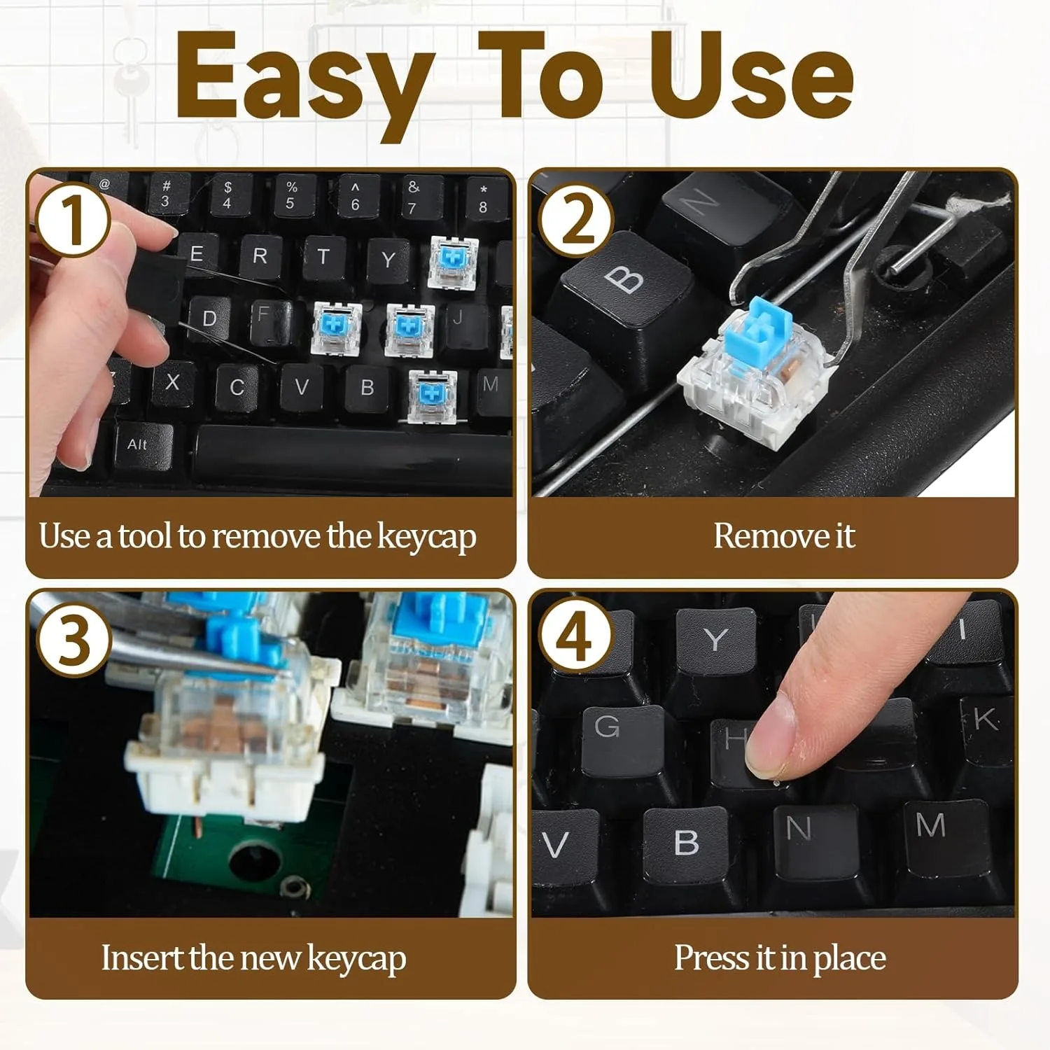 100 Practical Blue Switches, Hot-swappable MX Cross Shaft. Crisp and Neat Click Feeling, Ideal for Gaming, Typing and Office Use - view 6