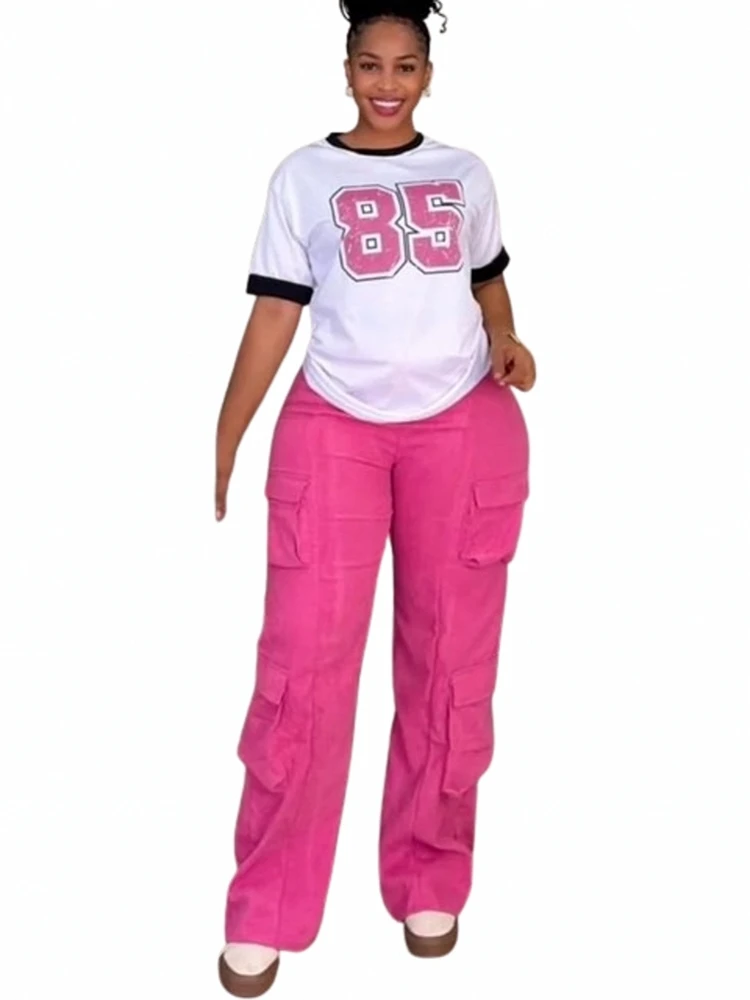 

2 Piece Women Set Dashiki African Clothes Summer Spring New Fashion Short Sleeve Top And Pants Suit Party Lady Matching Sets
