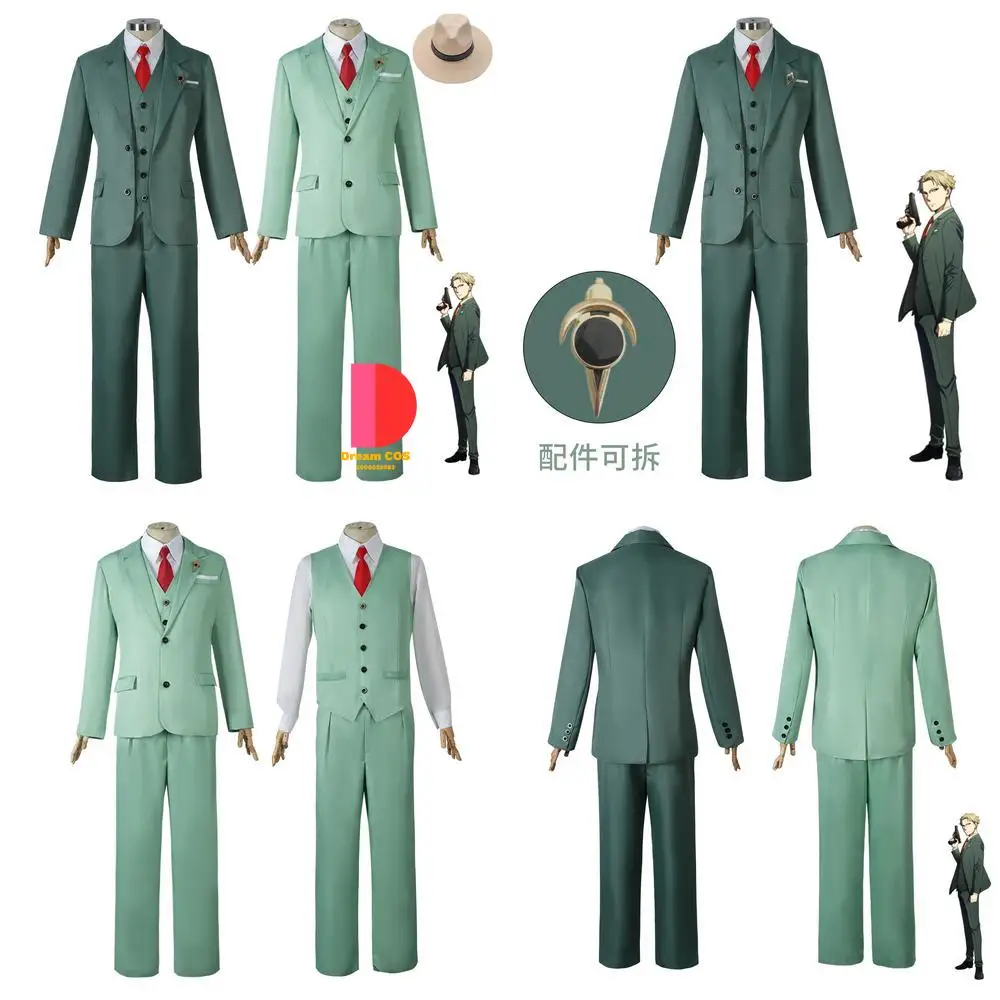 

Popular Anime Spy X Family Cosplay Costume Anime Loid Forger Green Suit Male Classic Role Play Wig Comic Con Halloween Party