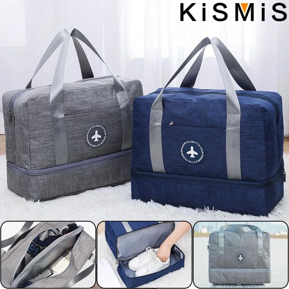 KISMIS Reise-Aufbewahrungstasche, Trocken- und Nasstrenntasche, tragbare Strandtasche, Schwimmen, Fitnesstasche, Aufbewahrungstasche – Detail 1