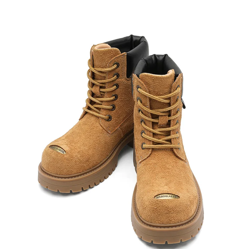 

British Style Trendy Work Boots Unisex Thick-soled Big-toed Suede Boots Comfort Non-slip Wear-resistant Light Lace-up Boots