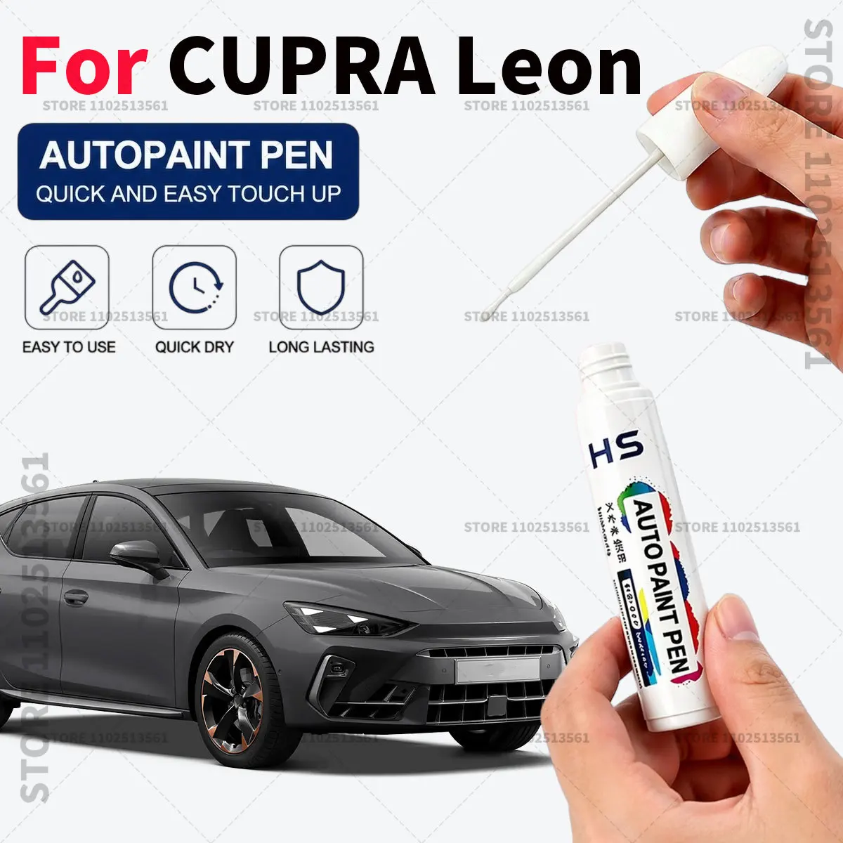 Bolígrafo de Pintura para Reparación de Arañazos en Coches CUPRA Leon, Color Azul FiordE, Blanco Glaciar, Negro Medianoche, Rojo Desire, Azul Petrol