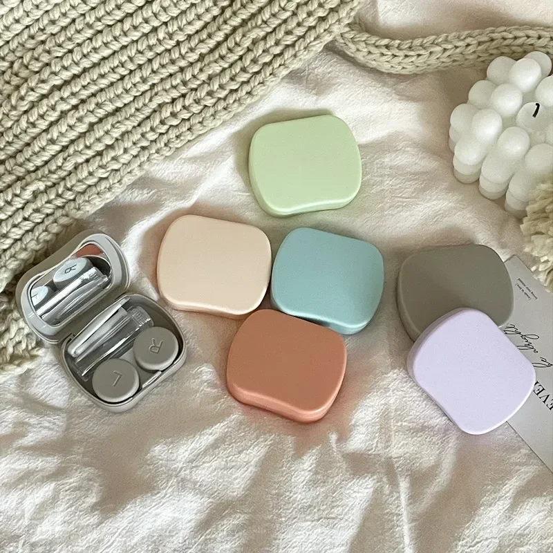 Travel Contact Lense Holder Storage Container with Mirror Mini Solid Color Women Girl Contact Lens Case Contact Lens Box