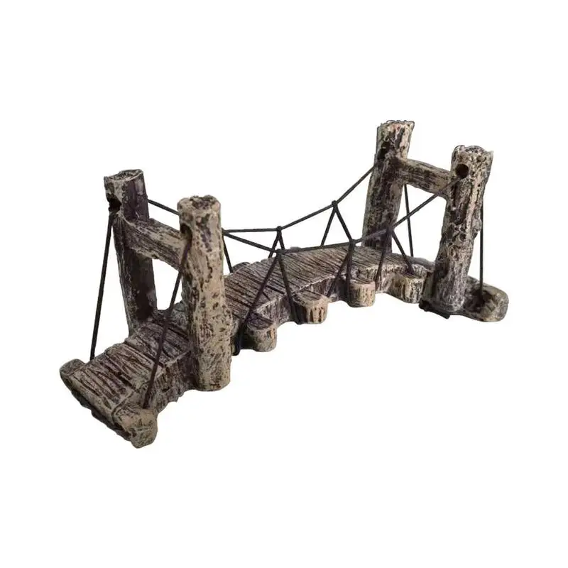 Fish Tank Bridge Decor Fish Tank Drawbridge Fish Tank Mountain Suspension Bridge Resin Small Rope Bridge Fish Tank Landscaping