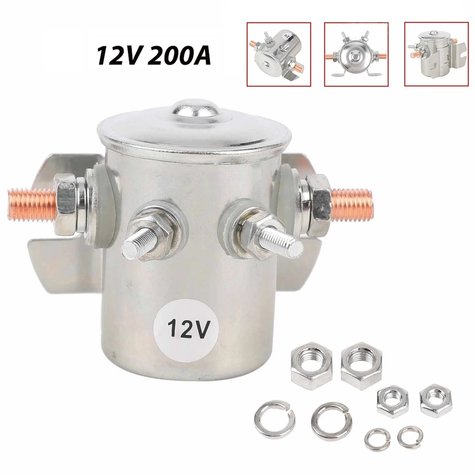 12V 200A Winch Solenoid Relay 4 Terminal Heavy Duty Electric Control Contactor Switch for 4x4 Off-Road ATV UTV Recovery Winch