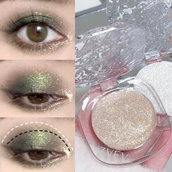 Pearlescent Green Eye Shadow Smoky Blue Monochrome Long Lasting Shimmer Brighten Eyeshadow Highlighter Palette Eye Korean Makeup