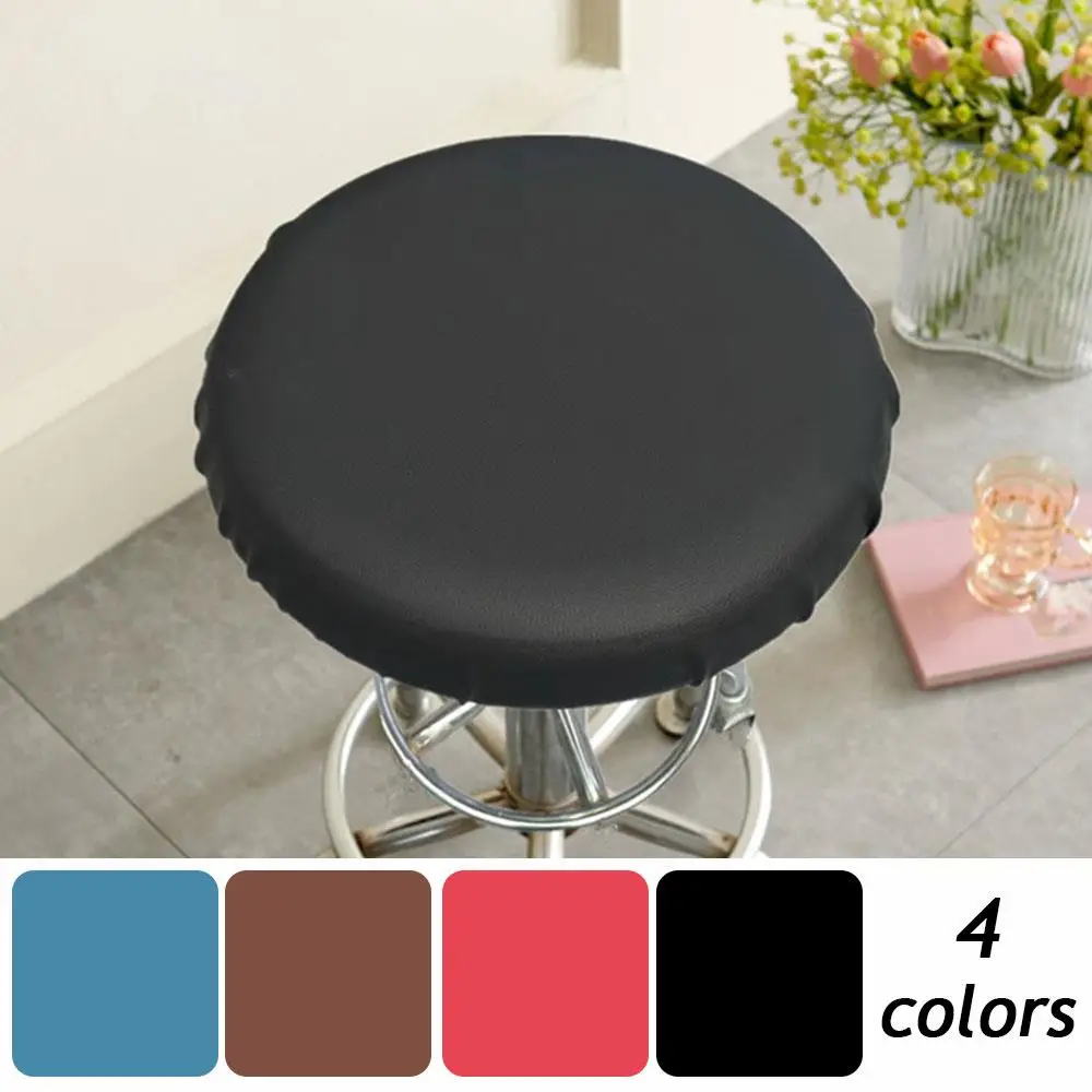 

1Pcs PU Waterproof Round Stool Cover Dustproof Seat Cover Bar Stool Cover Home Restaurant Chair Protector With Elastic Bands