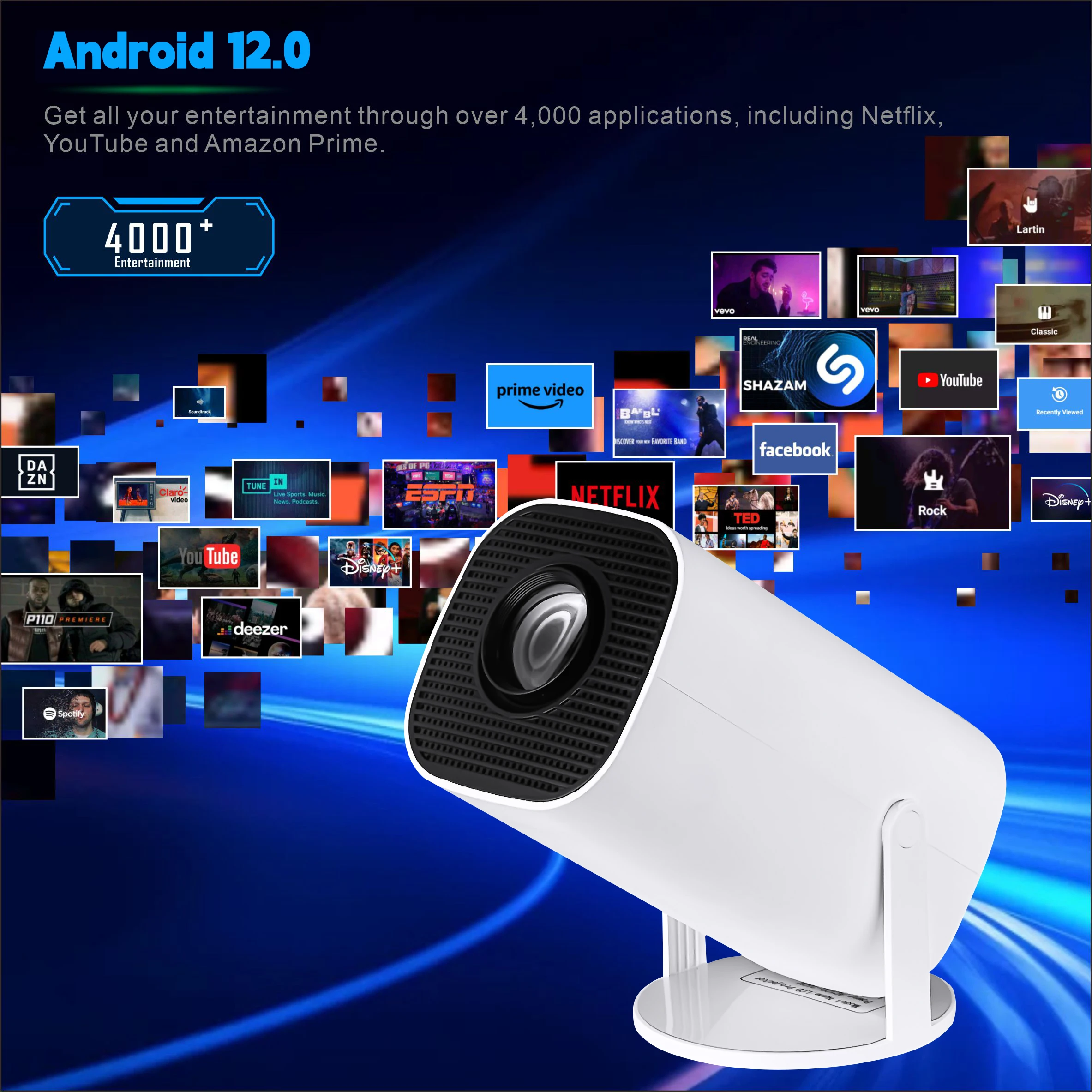 P30 Smart Portable Projector Android 11 WiFi6 Support 4K 1080P BT5.0 Projector 1280*720P Home Cinema Projector For Smart Phone