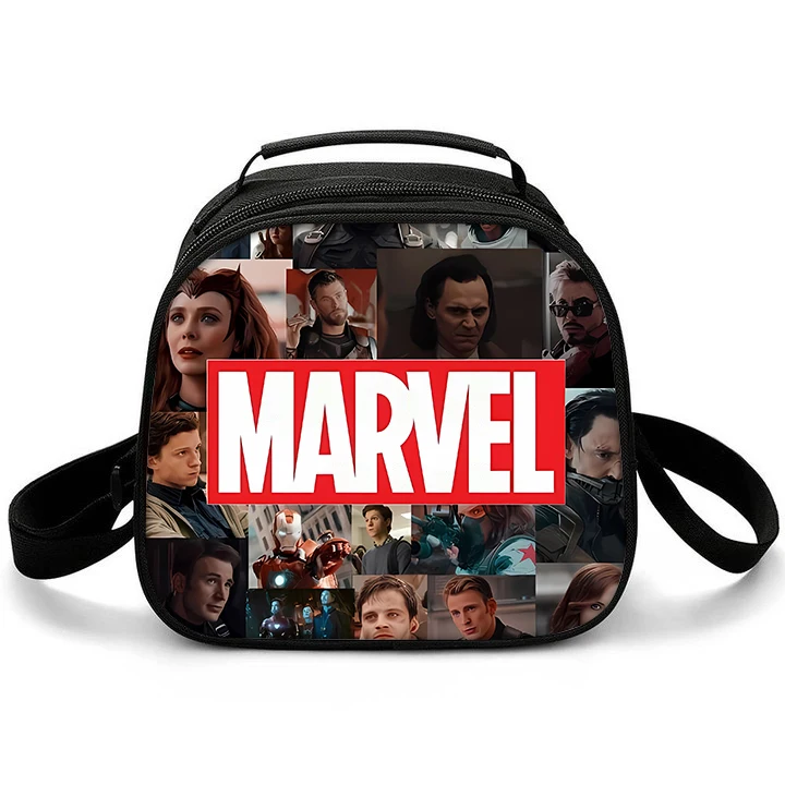 Marvel Heroes Spiderman Lunch Case Thermal Insulat Avengers Movie Anime Cartoon Printing Student School Travel Hand Crosbody Bag