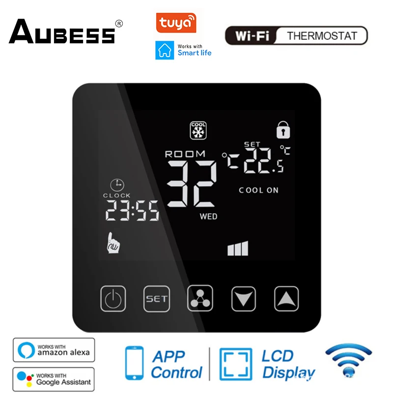 

Aubess 3A WiFi Smart Thermostat For Central Air Conditioner Fan‑Coil FCU Room Temperature Controller Work With Alexa Google Home