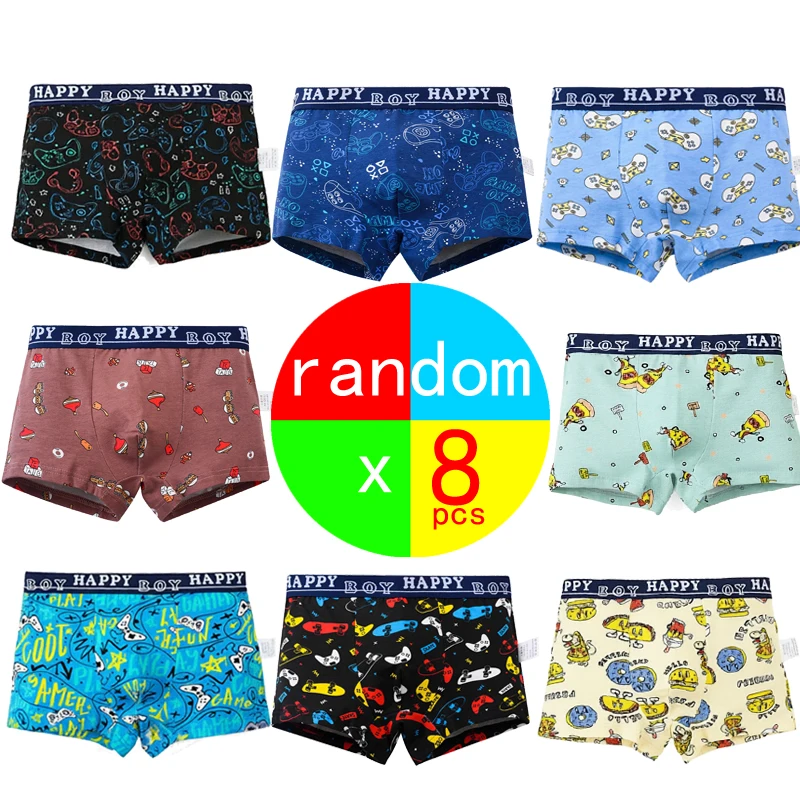 Lote de 2/4/8 Calzoncillos para Niños, Bóxers para Niños, Conjuntos de Ropa Interior con Estampado de Dibujos Animados para Niños, Ropa Interior para Adolescentes