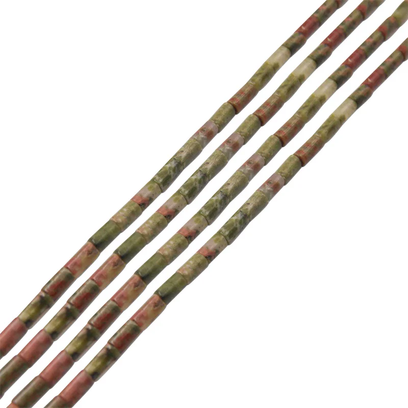 Unakite Natural Stone Beads Strand Tube Cylinder 2x4mm Semiprecious For Making Jewelry DIY Bracelet Necklace Earrings Craft