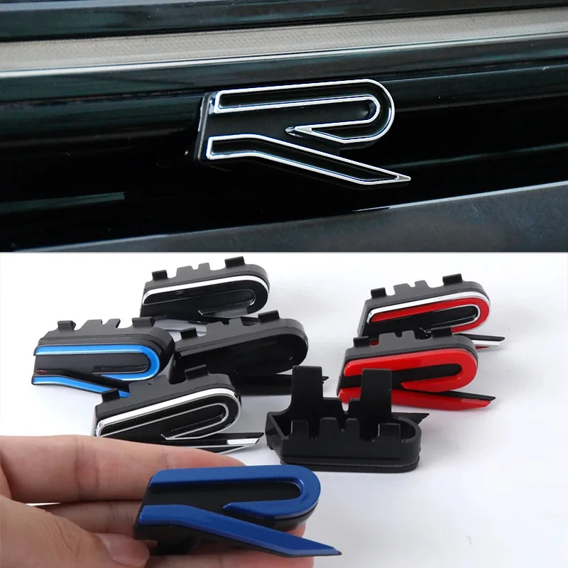 New R Logo Car Front Grille Auto Sticker Accessories For Volkswagen VW GTI Rline Polo Golf MK8 Touareg Passat Magotan Tiguan CC