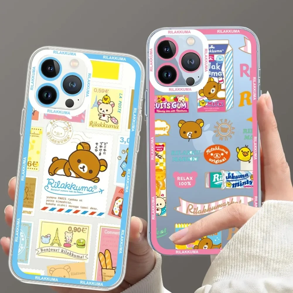 Rilakkuma Cartoon Phone Case For iPhone 11 12 Mini 13 14 Pro Max Transparent Shell