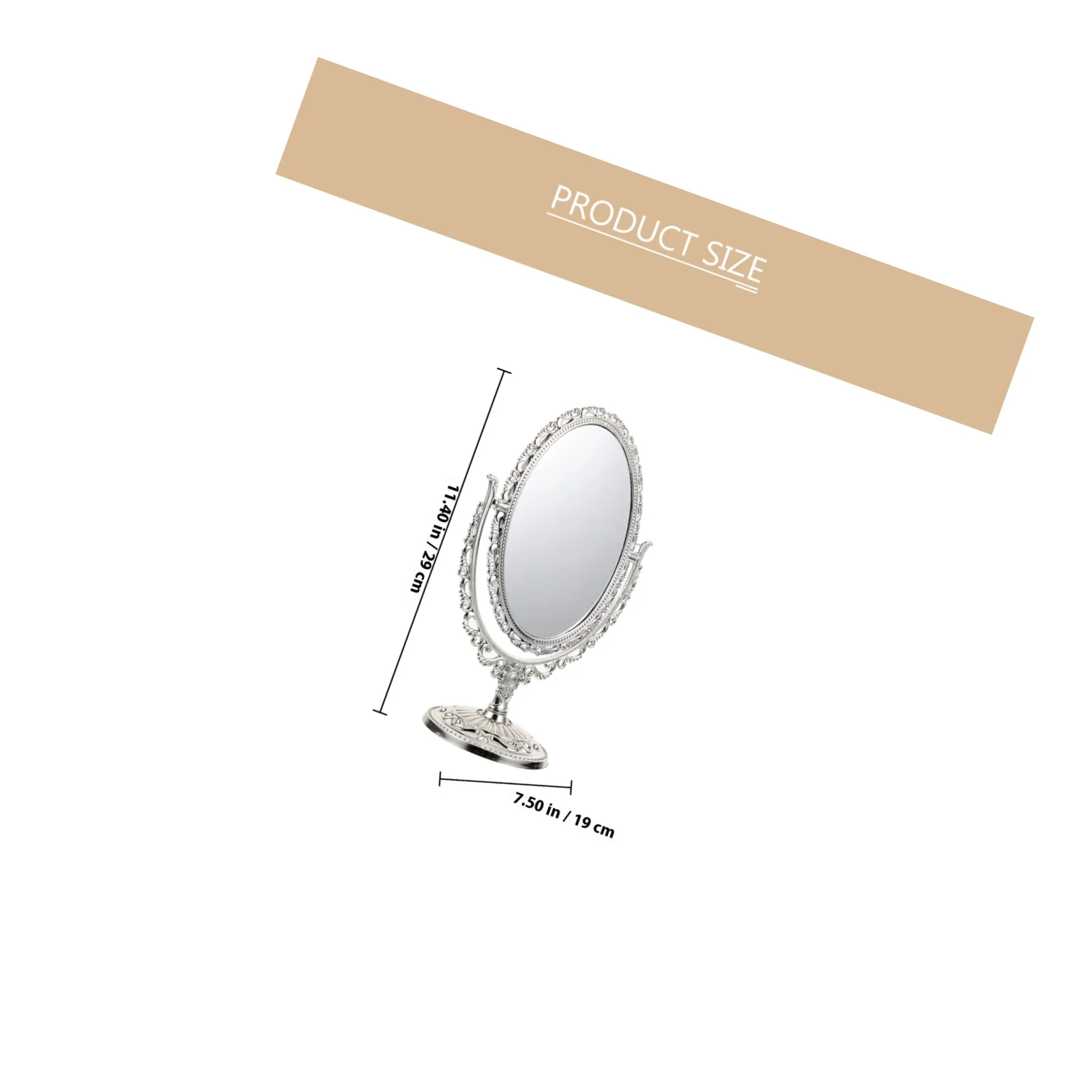 Miroir de maquillage de bureau Double face, 1 pièce, rotation à 360 °, rétro européen, décoration de salle de bains et de chambre à coucher