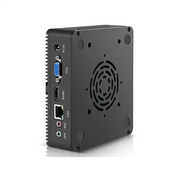 كمبيوتر صناعي صغير مدمج بدون مروحة 2025 12 فولت مع شاشة J1900 I3 Win7 XP Linux بدون شاشة