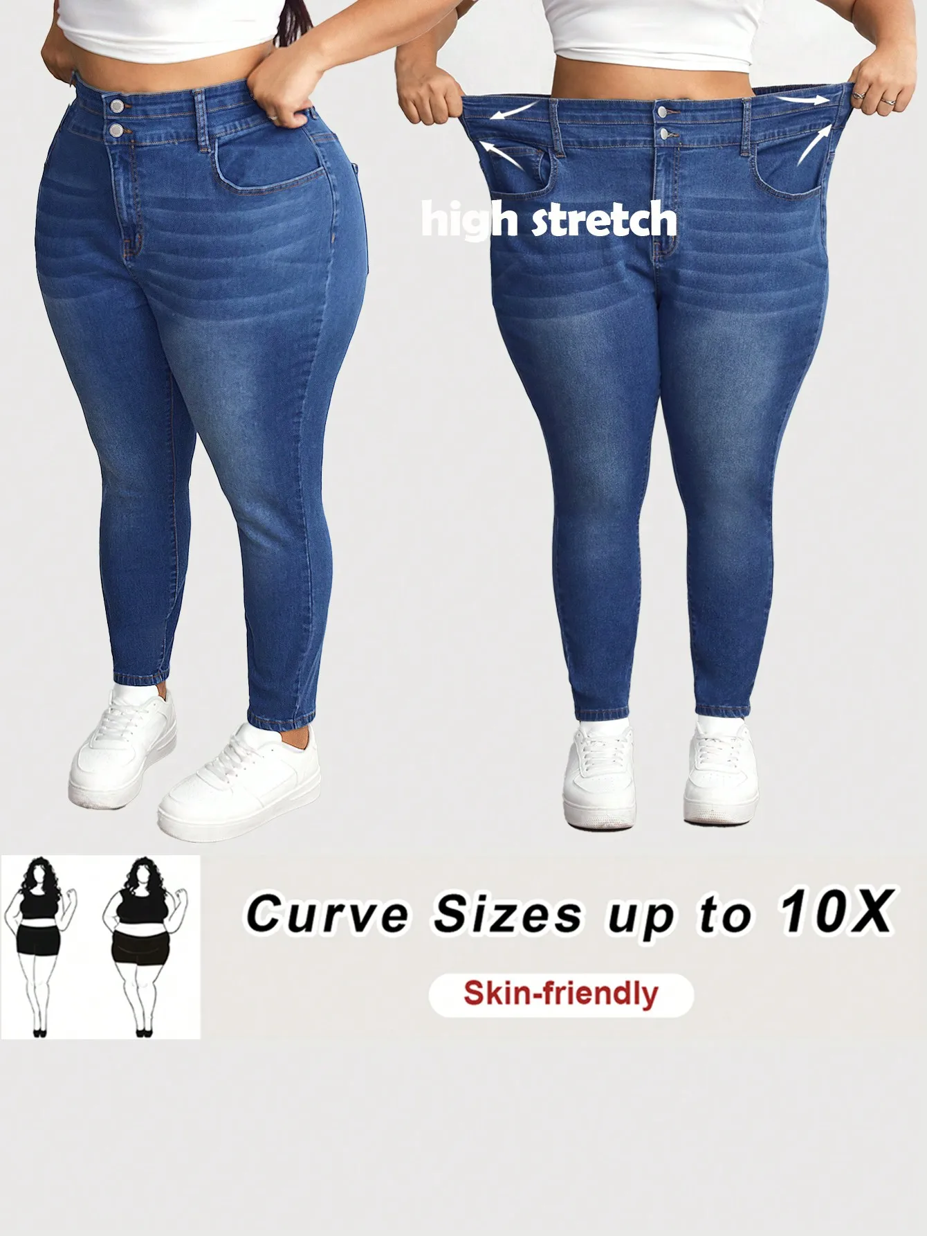 

Джинсы женские синие облегающие с высокой талией, укороченные, из эластичной ткани, приятные к телу