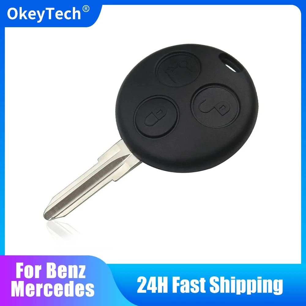 

OkeyTech 3 Button Remote Key Shell Auto Car Key Cover Case Fob for Mercedes Benz Key Smart Fortwo 450 Forfour Roadster Chiave