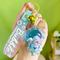 Glow-in-the-dark acrylic spaceman astronaut unicorns various key chains delicate lovely liquid quicksand pendant