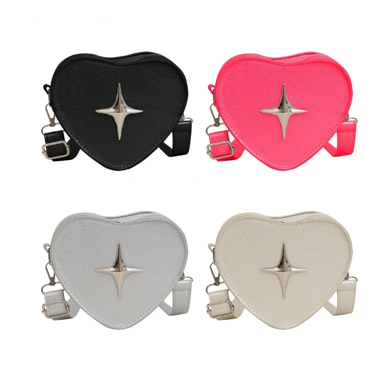 Fashion Trendy Bag Shoulder Bag Crossbody Bag for Women Girl Cellphone Bag Versatile Solid Color PU Bag Heart Shaped Bag