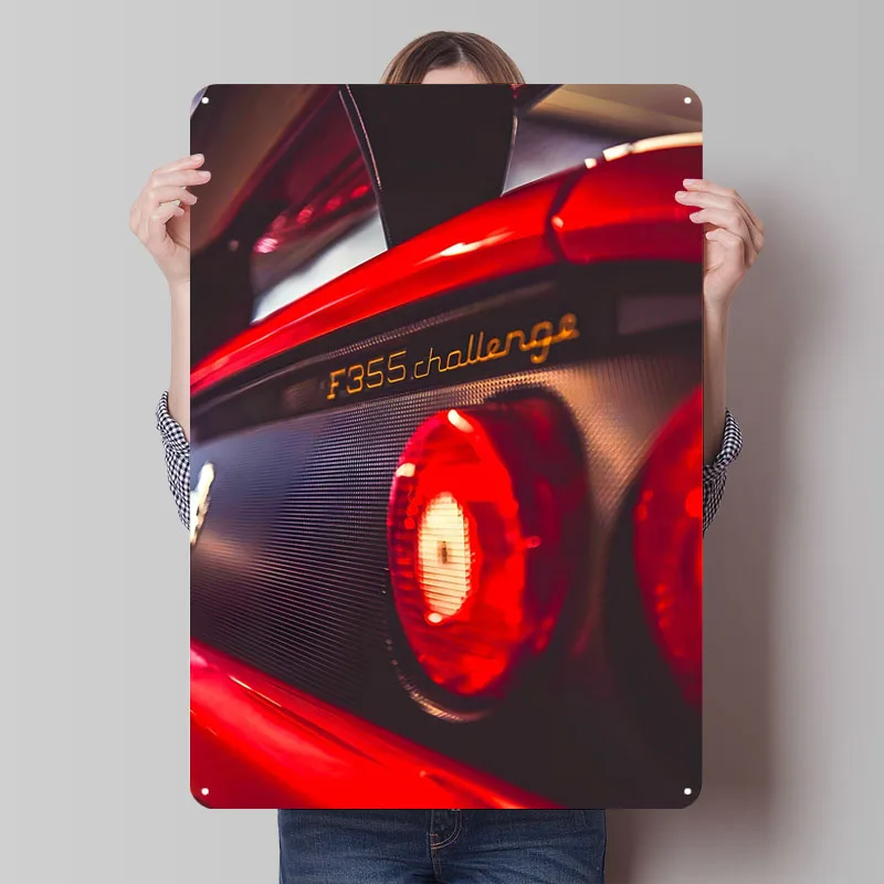 Ferrari F355 Challenge Rear Tinplate Signs Car Poster Wall Art Mural Custom Metal Sign for Wall Art Decoration Vintage Decor Bar
