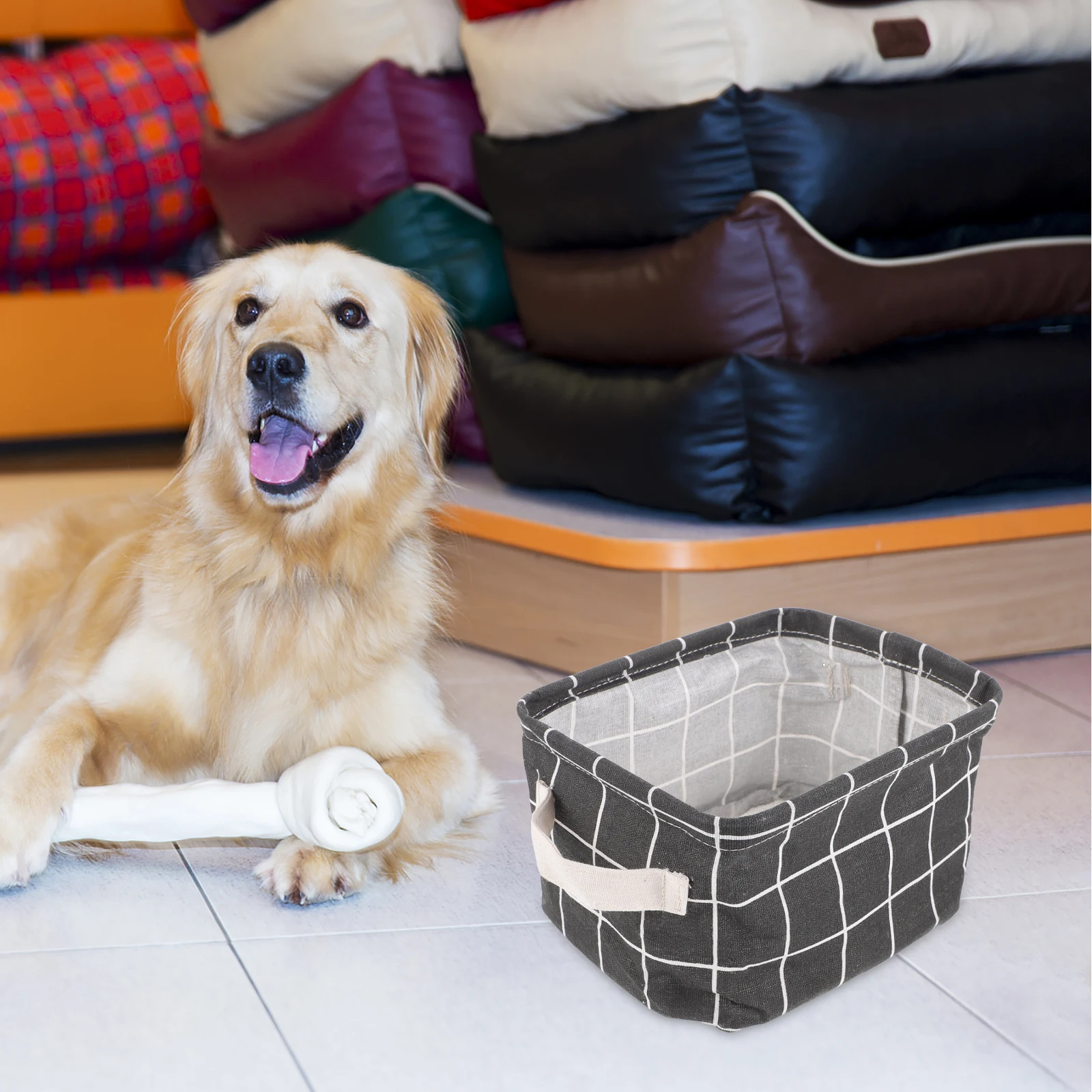 

2pcs Cotton Linen Storage Basket for Pet Stuff Large Capacity Grey Color Elegant Stylish Home Office Decorative Bin Durably