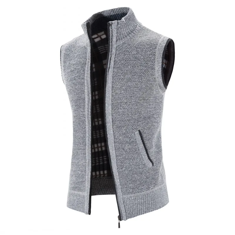 Mens Sweater Vest Sleeveless  Knitted Sweater Men's Autumn Winter Waistcoat Plus Velvet Thicken Plus Size Slim Waistcoat M-4XL