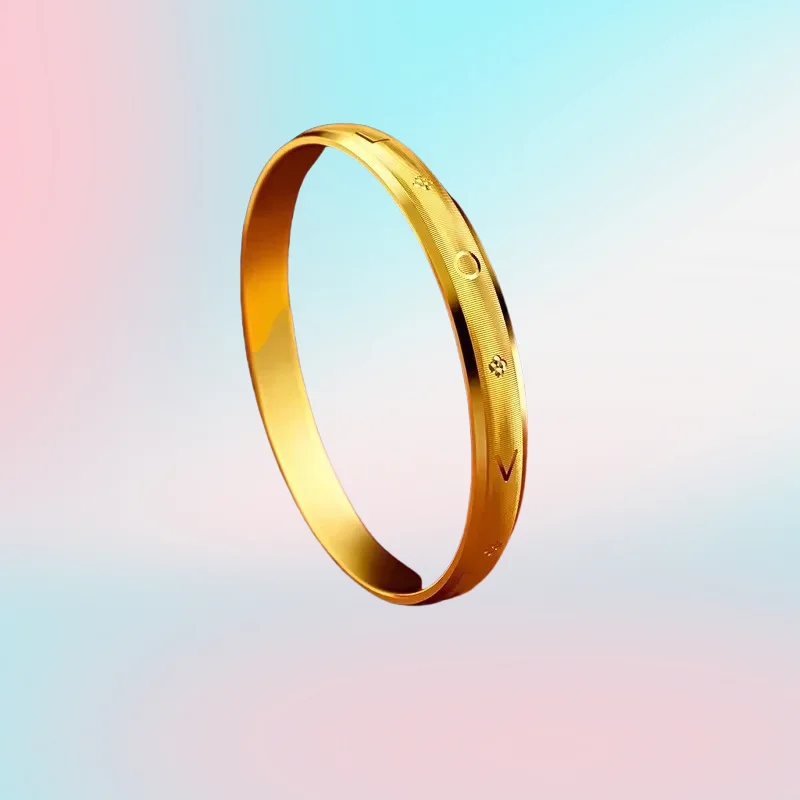 NEW 9999 24K real gold 5D CNC Craft Carved Gold Love English Bracelet  Women's