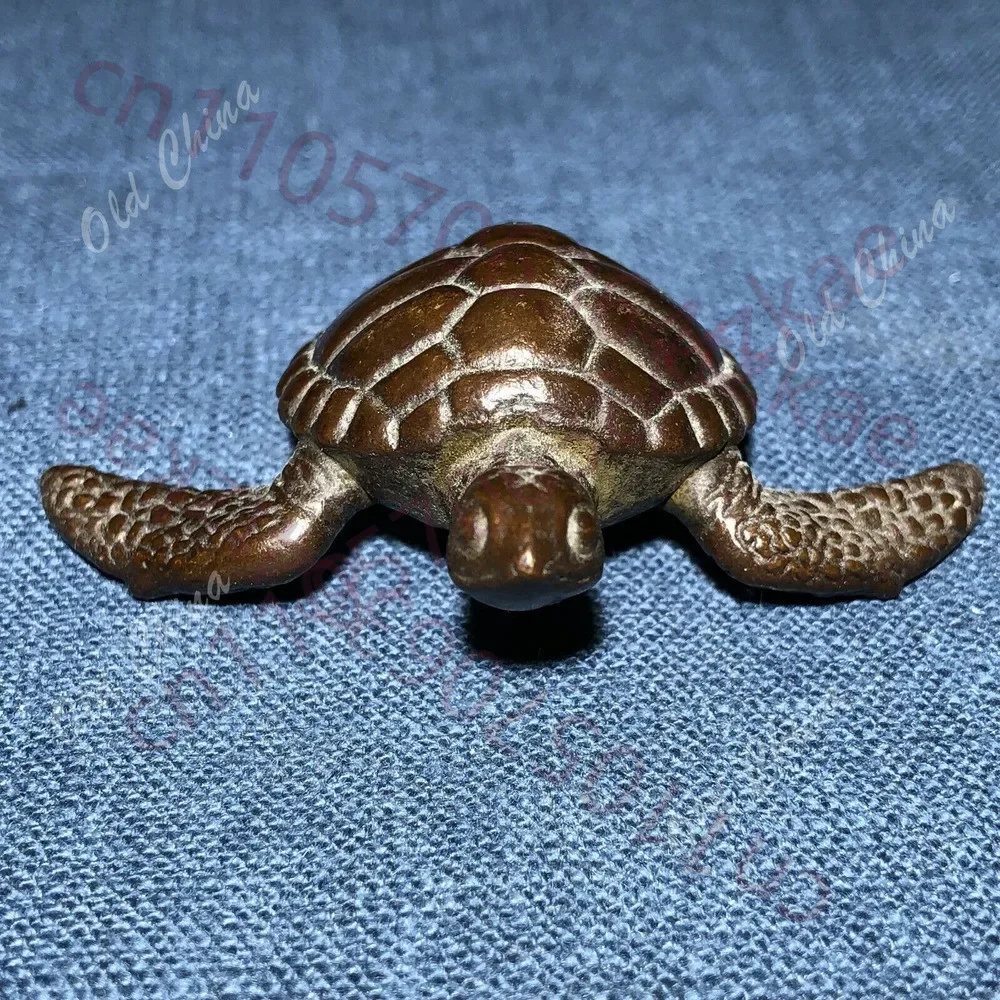 Collectible Chinese Old Solid Copper Pure Handwork Antique Sea Turtle Statue