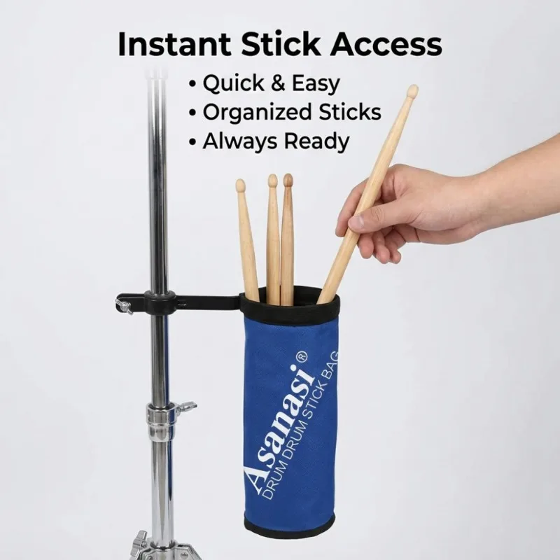 Drumstick Tube Bag Black Cylindrical Drumstick Holder Oxford Cloth Metal Clip Sturdy Percussion Drum Instrument Accessories