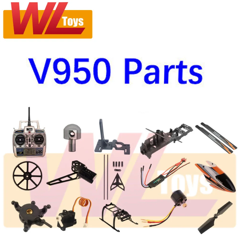 WLtoys V950 Helicopter Components and Parts Motor Servo Remote Control Transmitter signal reception Battery