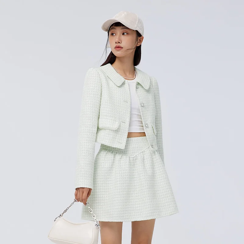 Semir Suit Women Short Coat Elegant A-Line Skirt 2023 Spring New Style Slim Fitting Two-Piece Set Small Fragrance