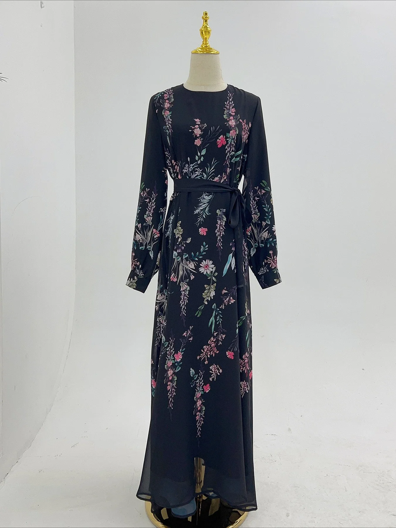 عباية عيد للنساء فستان مطبوع شيفون إسلامي جلابية فيستدوس لارجوس حفلة قفطان رمضان فساتين طويلة دبي قفطان عربي رداء #4