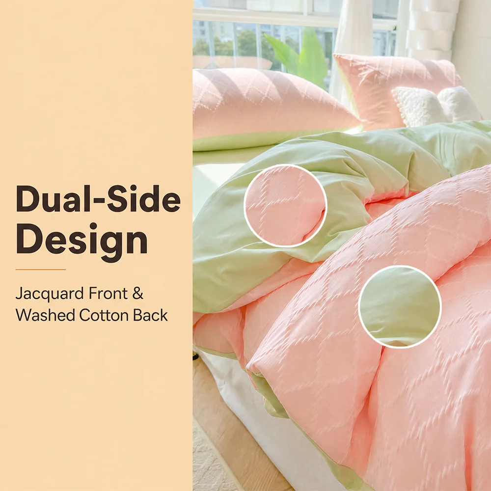 

4-pieces Bed Linen Set INS Wrinkled Bubble Gauze Duvet Cover Comforter Cover with Pillowcase Bed Sheets - Bedding Collection