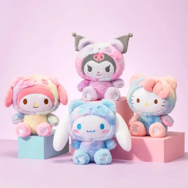 

Genuine Kuromi Cinnamoroll 22cm Plush Doll Colorful Cross-Dressing Panda Series Kawaii Anime Toy Room Decoration Surprise Gift