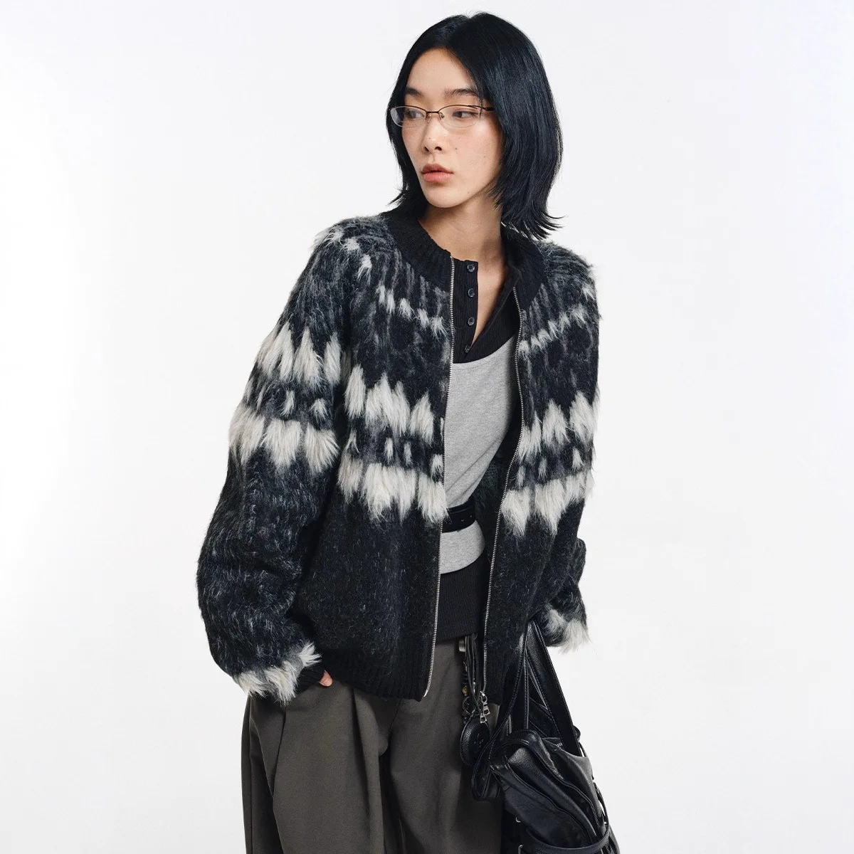 Unisex Knitting Cardigan 2025 Spring Autumn New Fair Isle Knit Sweater Man Women Loose Long Sleeve Casual Knit Outerwear