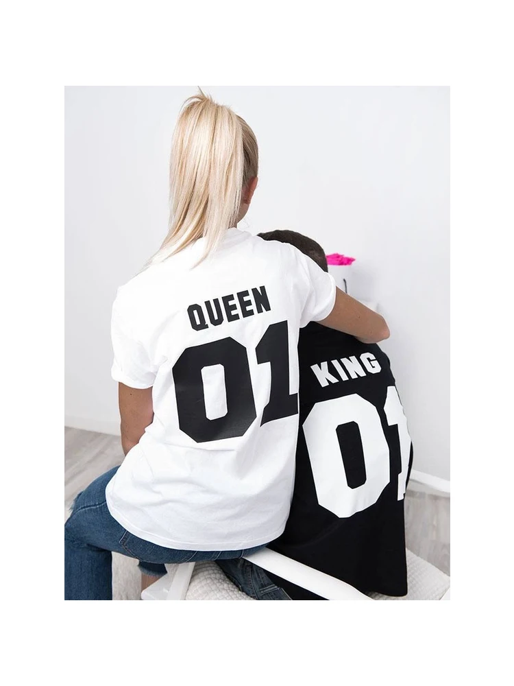 

King Queen 01 Couples T Shirt for Men Women Summer Short Sleeve T-shirt Tops Lovers Tee Shirt King Queen Couple TShirt