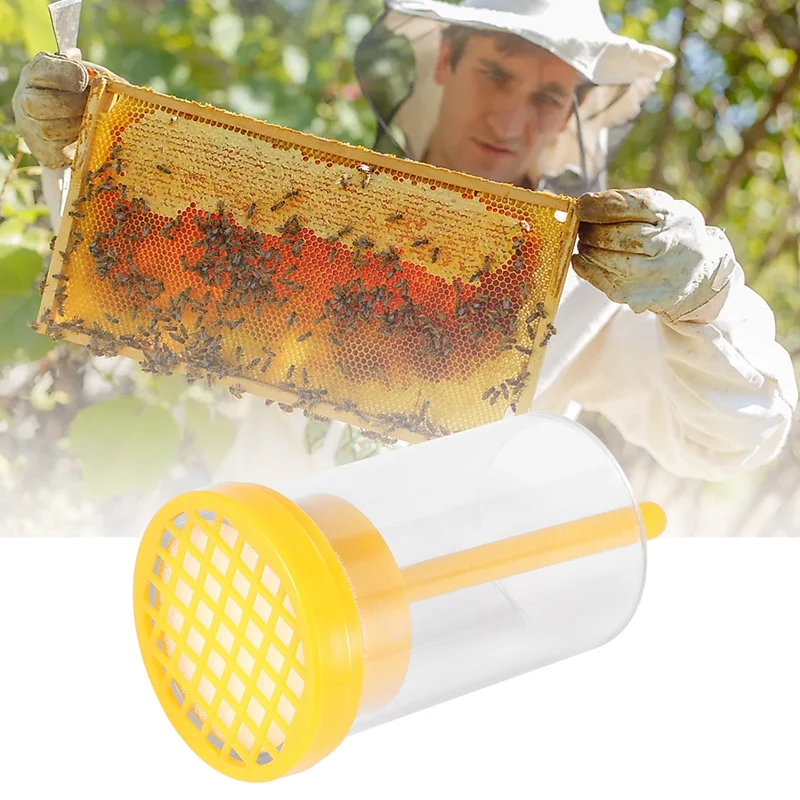 ABRE-Plastic Queen Bee Marking Cage Marker Bottle W/ Plunger Beekeeping Equipment For Capture The Queen Bee Without Hurting It