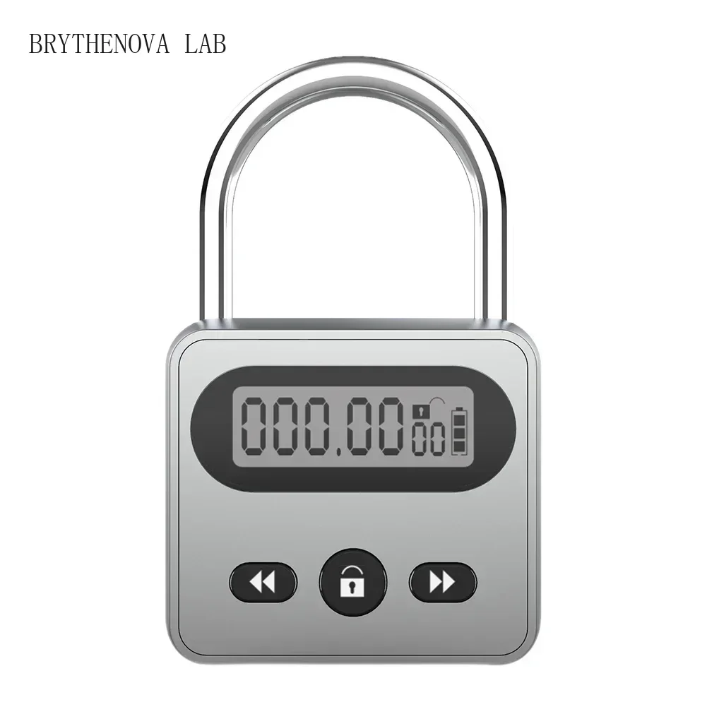 1pc Timing Padlock Metal Timer Lock LCD Display Multi Function Electronic Time 999 Hour Anti-addiction Electronic Lock
